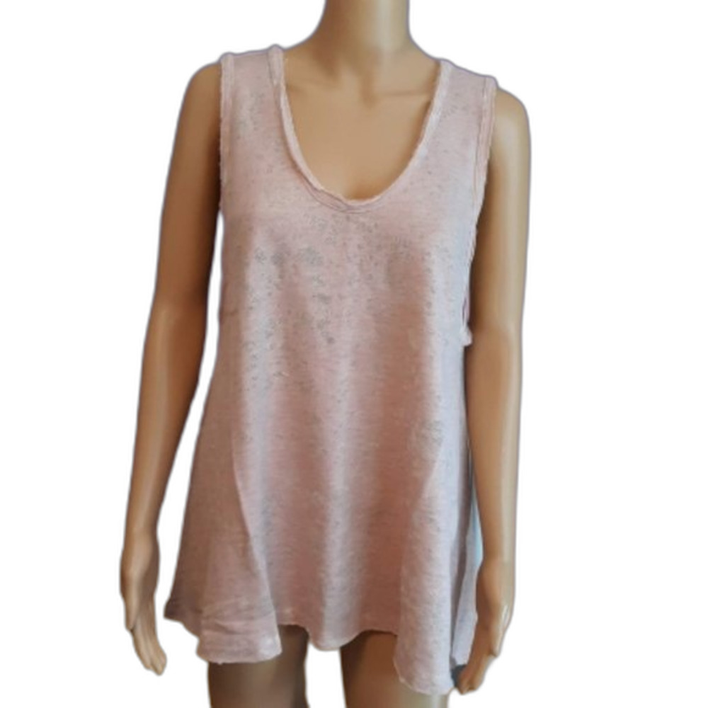 🔥SALE Anthropologie Maronie Women's Distressed Sleeveless Top Large Blush A27